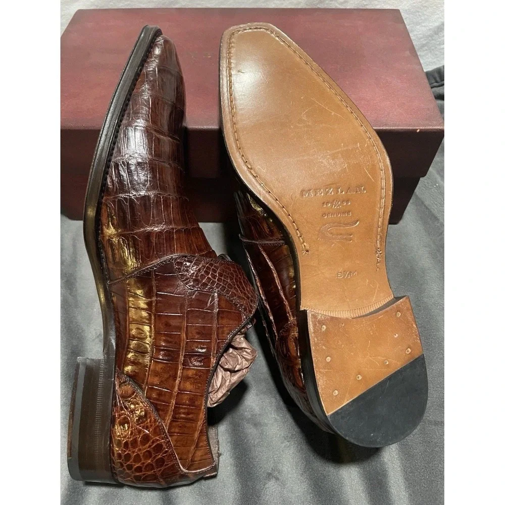 Mezlan Gables 13778-F Cognac Alligator‎ Monk Strap 8.5M Handmade Spain NIB Shoes